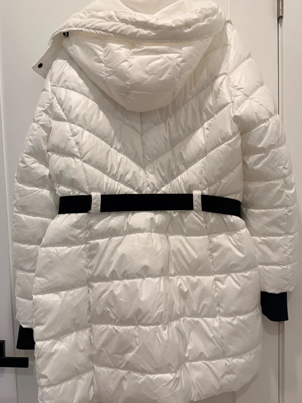 Michael Kors Women's White Hooded Long Puffer Coat